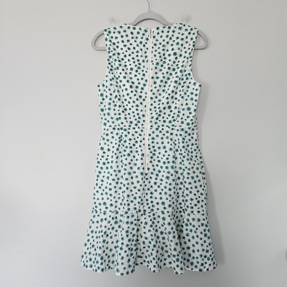 Rebecca Taylor Emerald Daisy Floral Print Dress 6 Flounce Ruffle Hem Sleeveless - Picture 10 of 10